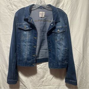 Love Tree Cropped Denim Jacket | Size L | Missing Hood & Buttons